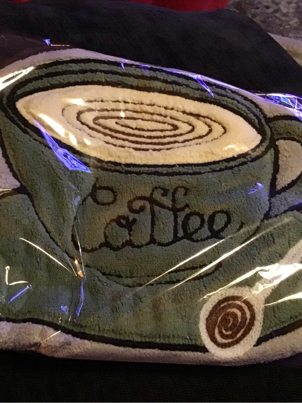 Coffee Cup Decorative hand towel - Green & Cream